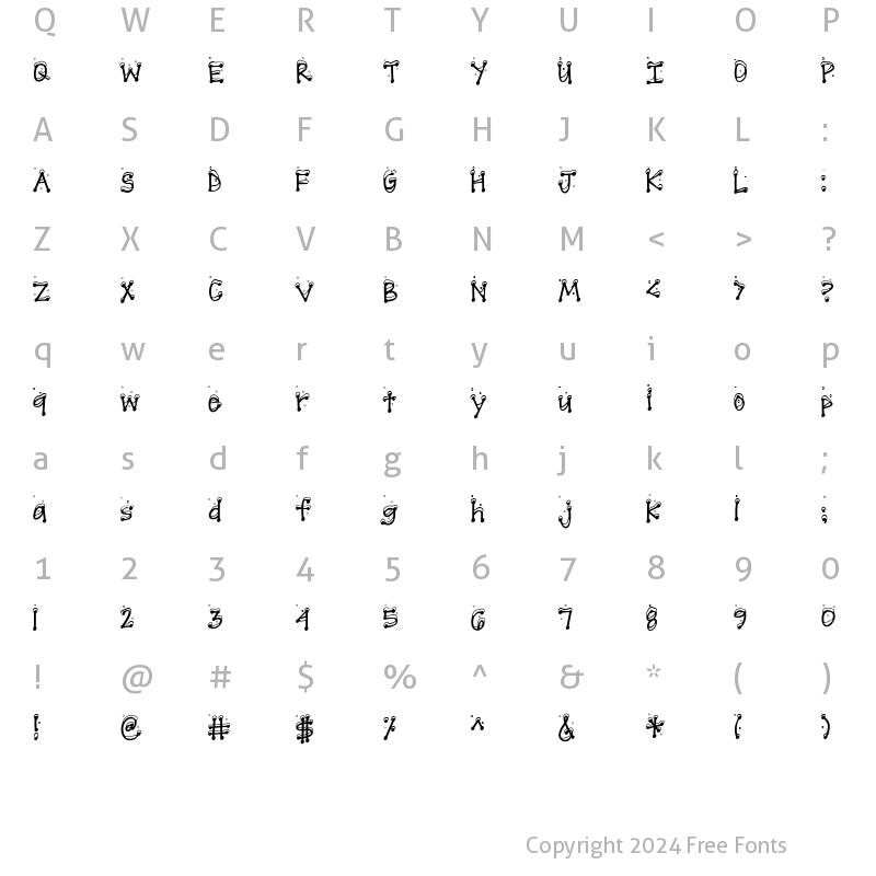 Character Map of Scrap Snow Regular