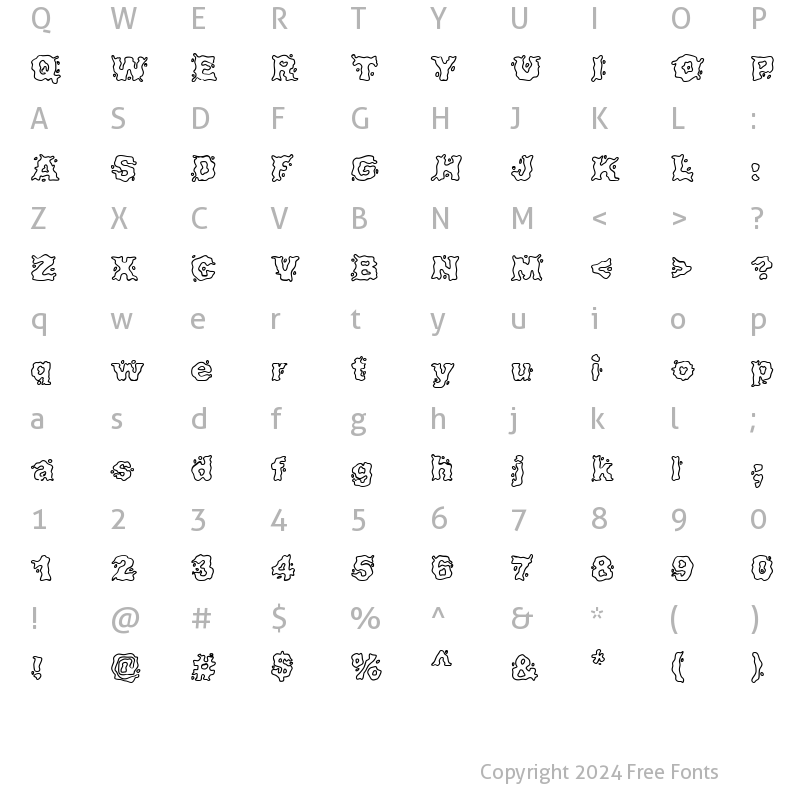 Character Map of Scrap Splash Regular