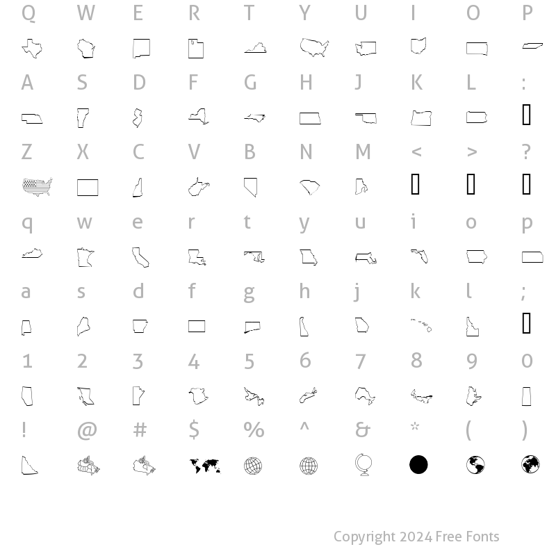 Character Map of Scrap States Regular