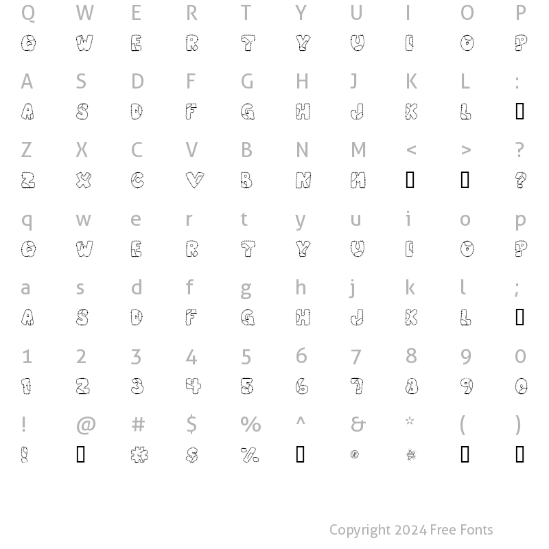 Character Map of Scrap Stitches Regular