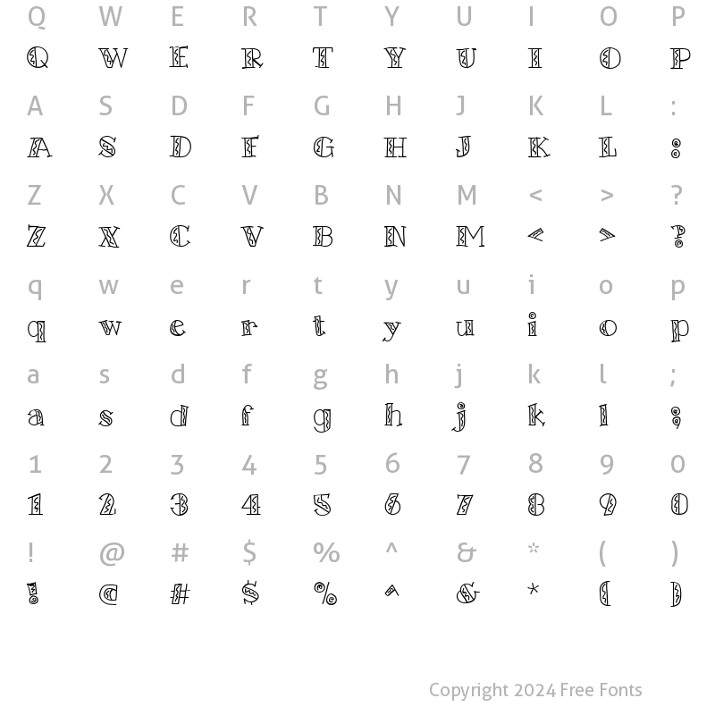 Character Map of Scrap Swoop Regular