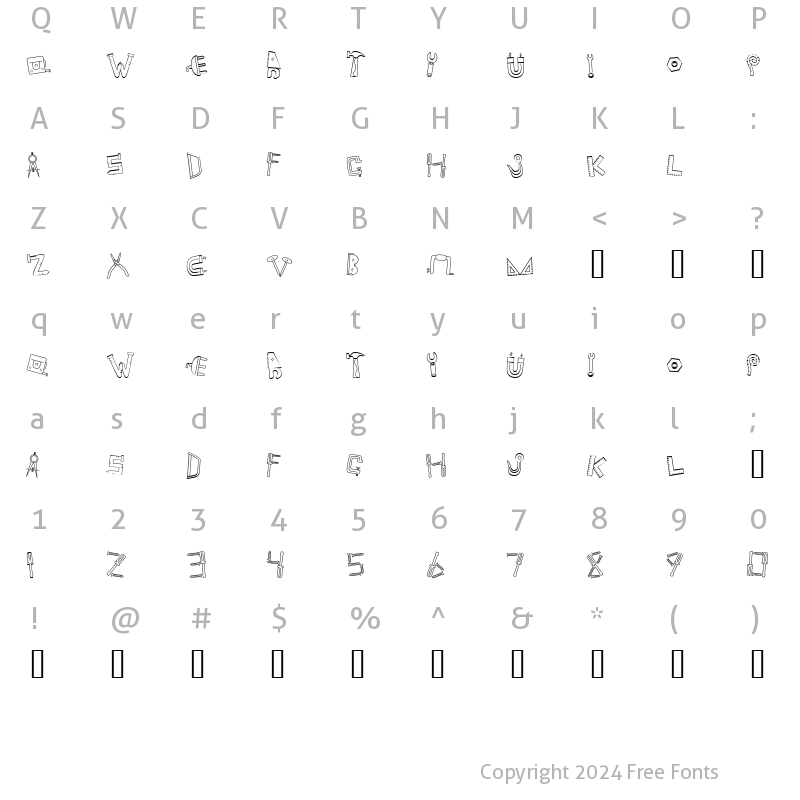 Character Map of Scrap Tools Regular