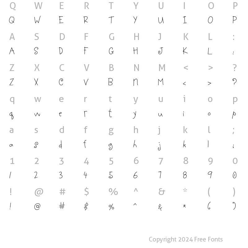 Character Map of Scrap Twiggy Regular