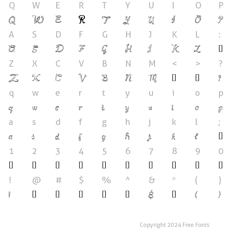 Character Map of Scrapt Regular