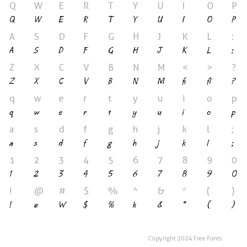 Character Map of Scratch LET Plain