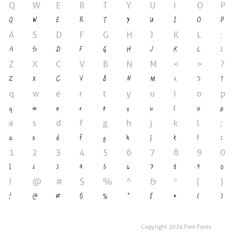 Character Map of Scrawl Light Regular