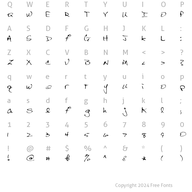 Character Map of Scrawl Regular