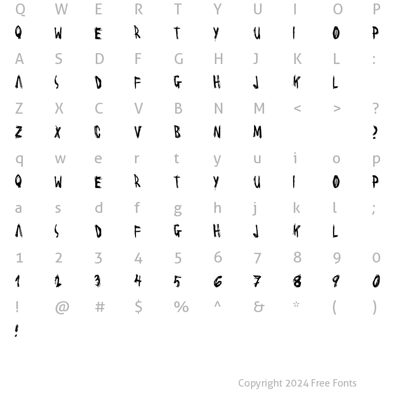 Character Map of Scrawl Regular Scrawl