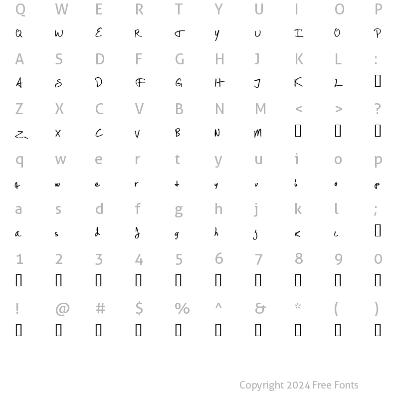 Character Map of Scrawlies Regular