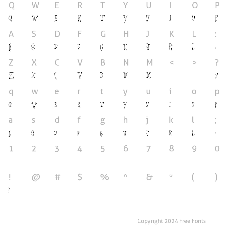 Character Map of Scrawlings Regular