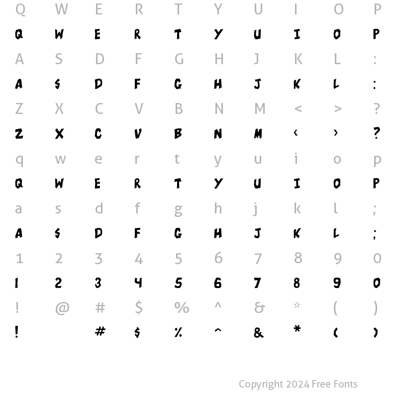 Character Map of Scream Up Down Regular