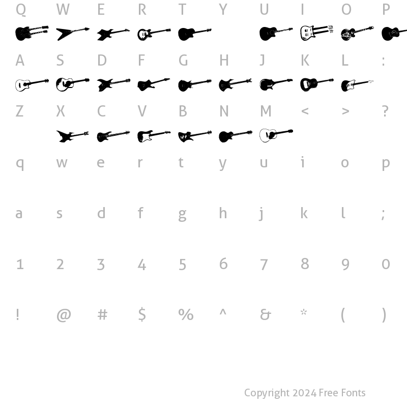 Character Map of Screaming Guitar Screaming Guitar