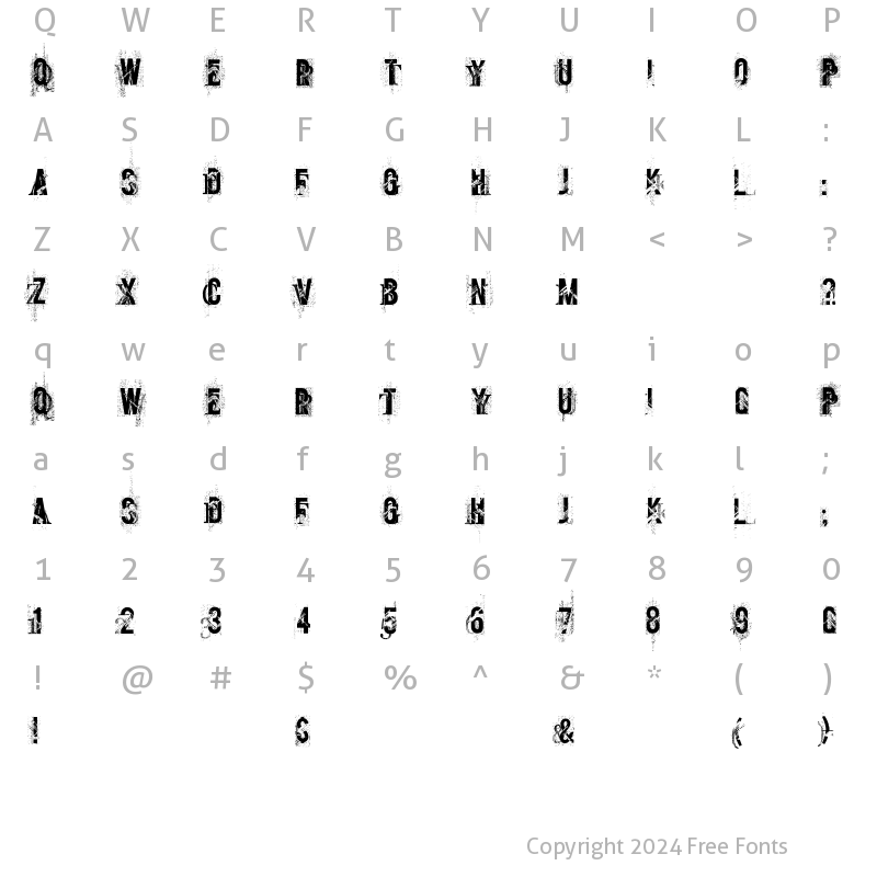 Character Map of screamo Regular