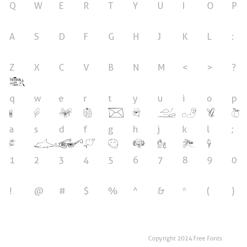 Character Map of Screen Scrawls JL Regular