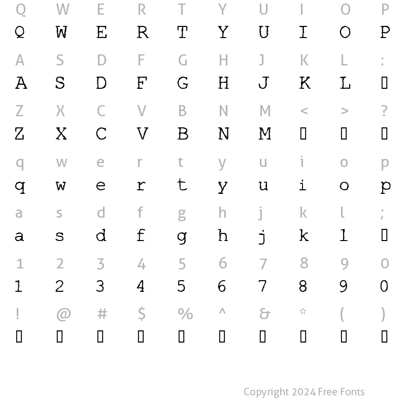 Character Map of Screenwriter's Nightmare Bold