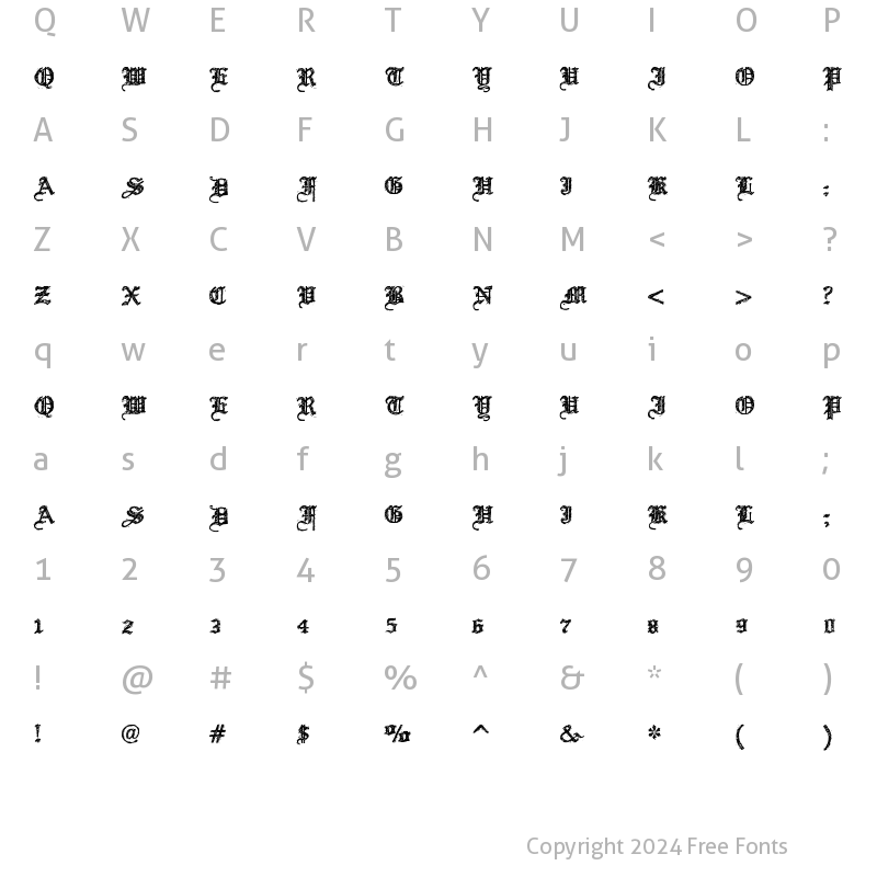 Character Map of Screw DSG Regular