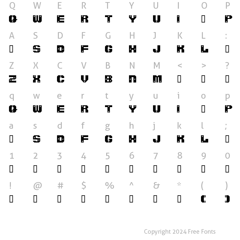 Character Map of ScrewedSW Regular