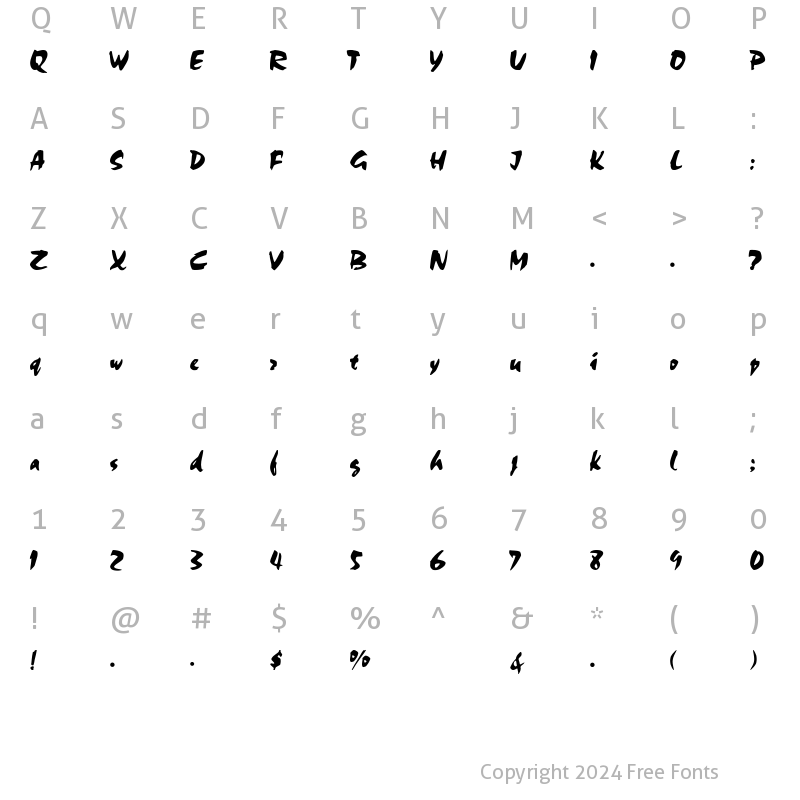 Character Map of Scrib- Regular