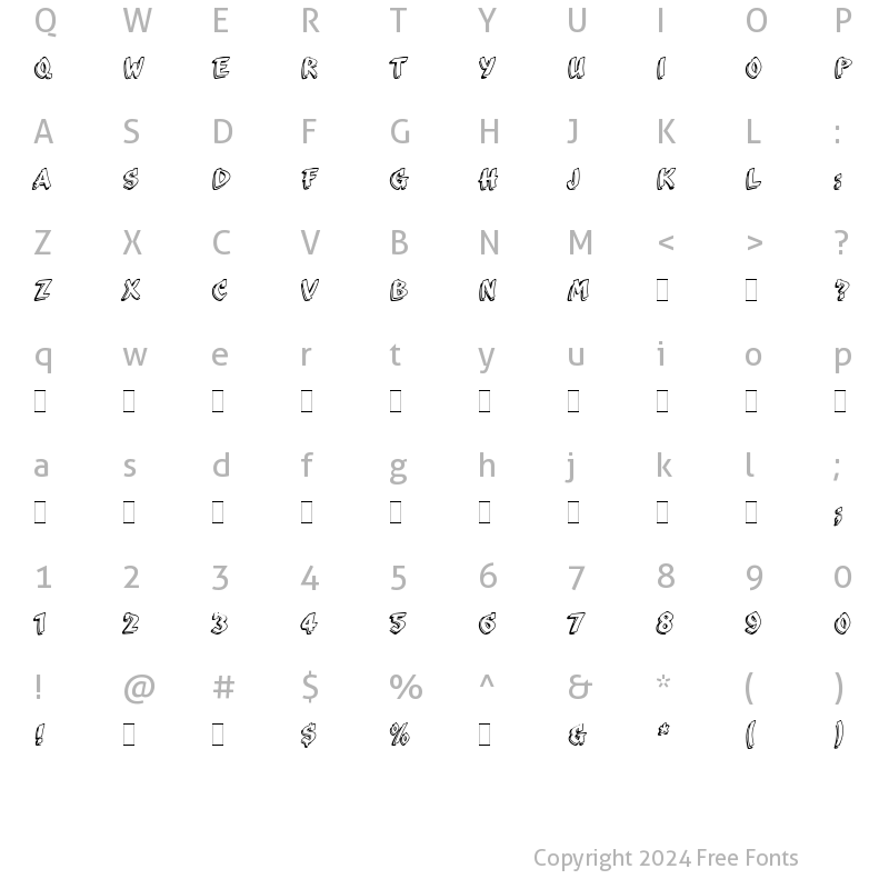 Character Map of Scriba LET Plain