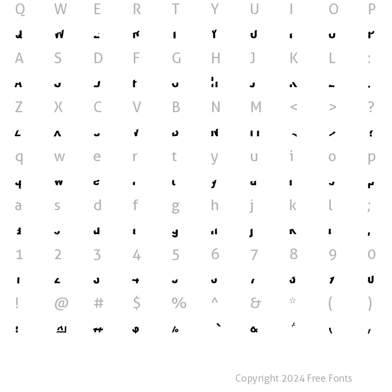 Character Map of Scribble LessTwo Regular