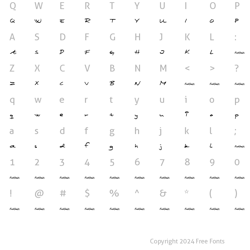 Character Map of Scribbled Monkey Regular