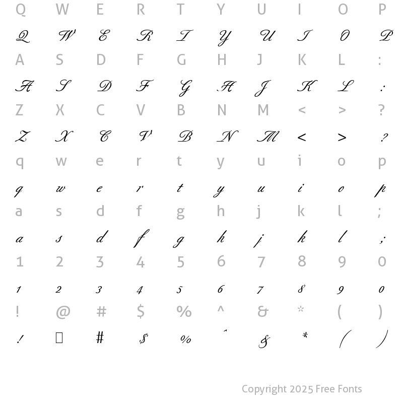 Character Map of Script-B690 Bold