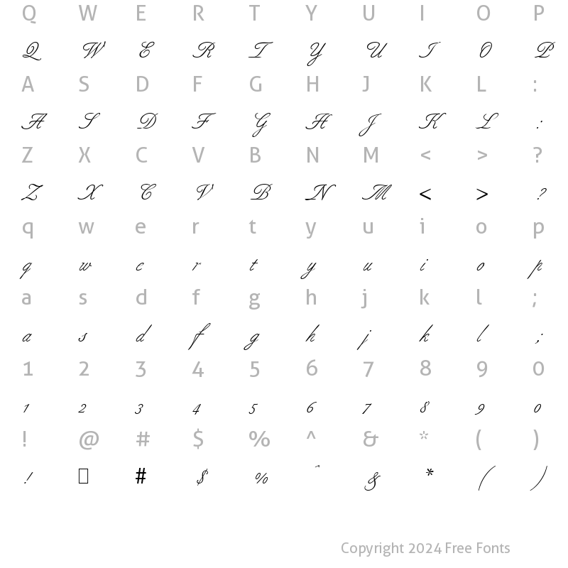 Character Map of Script-B690 Regular