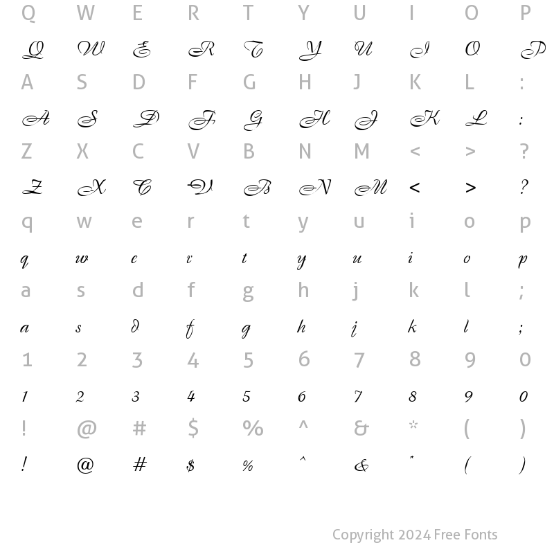 Character Map of Script-B820 Regular