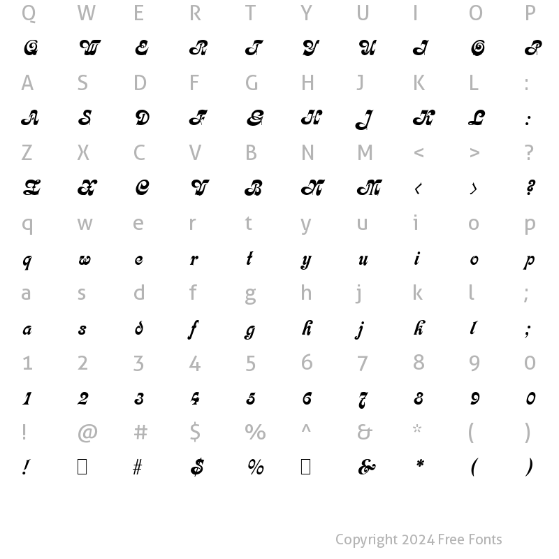 Character Map of Script-C650 Regular