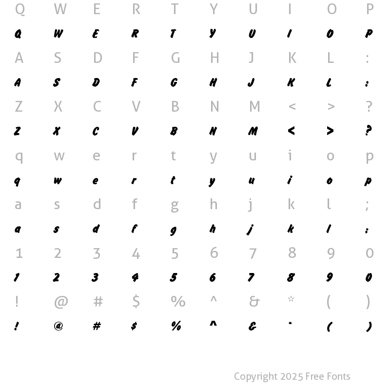 Character Map of Script-F760 Bold