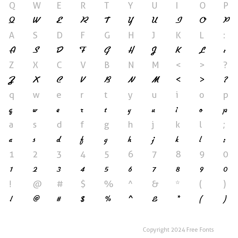 Character Map of Script-G730 Bold