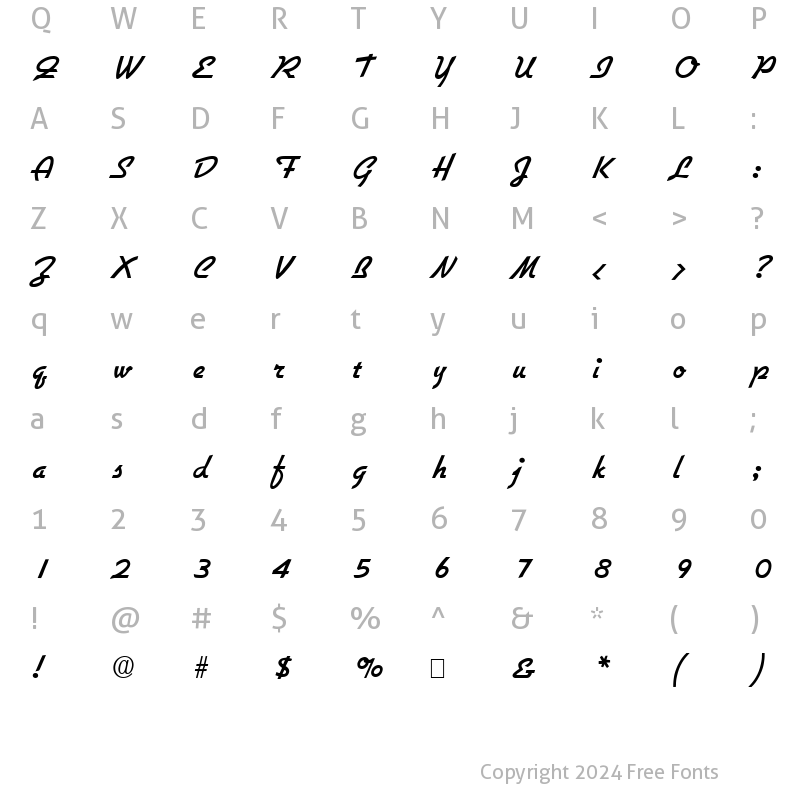 Character Map of Script-G731 Regular