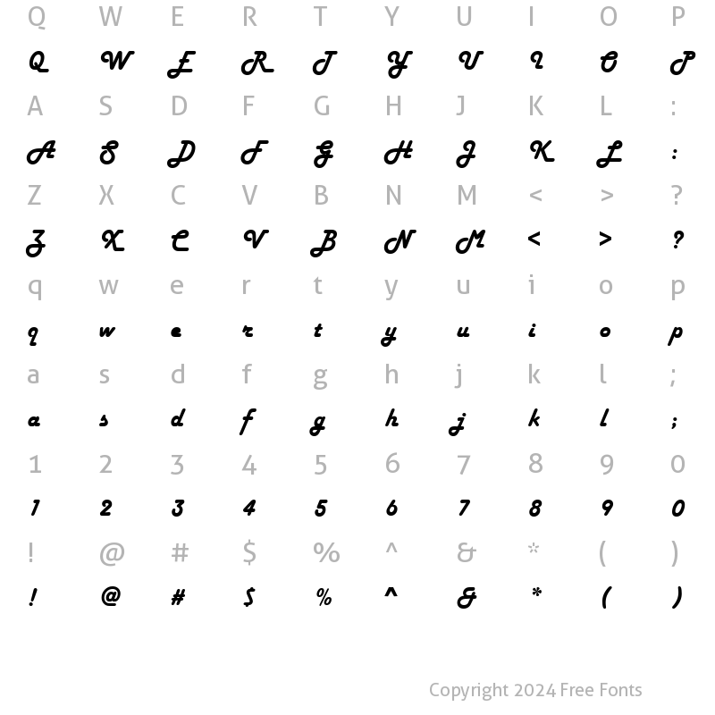 Character Map of Script-H651 Regular