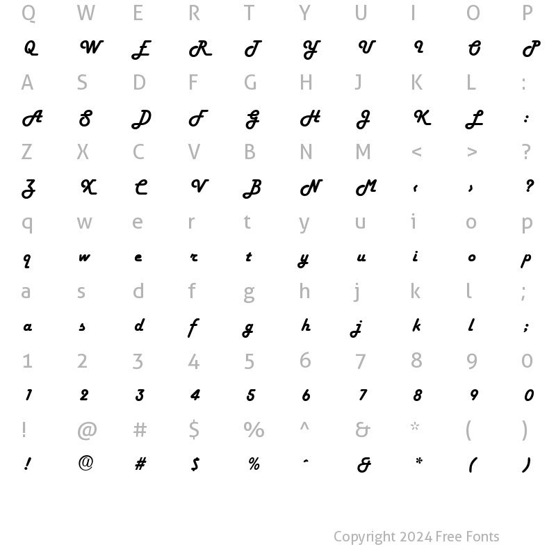 Character Map of Script-H652 Regular