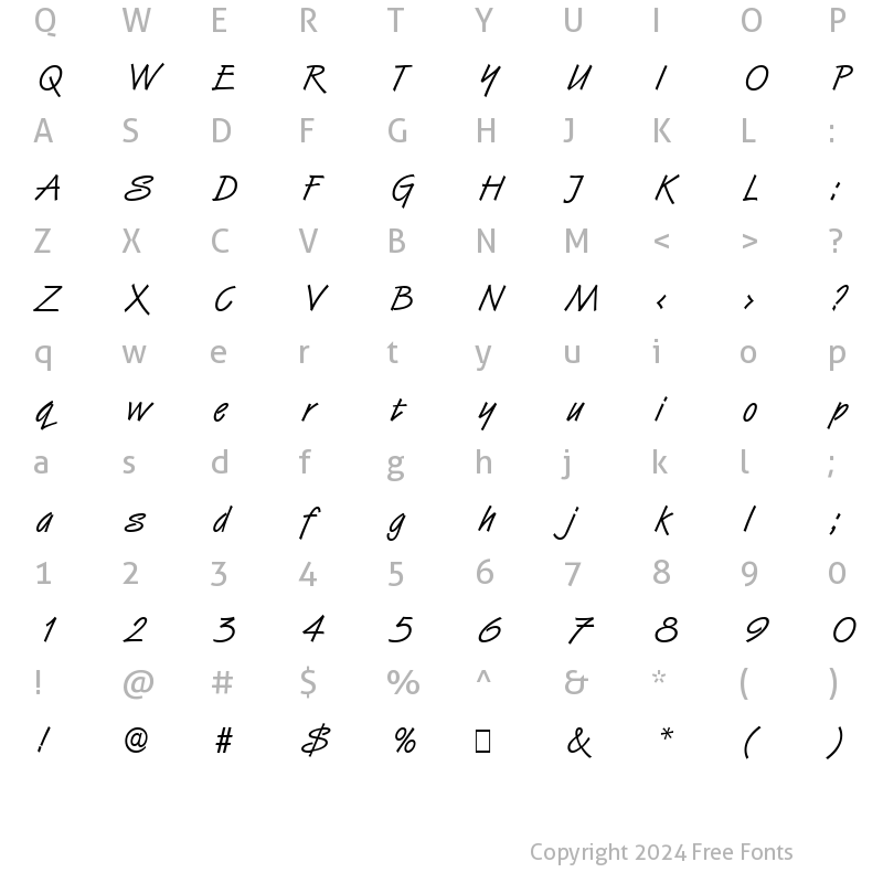 Character Map of Script-H850 Regular