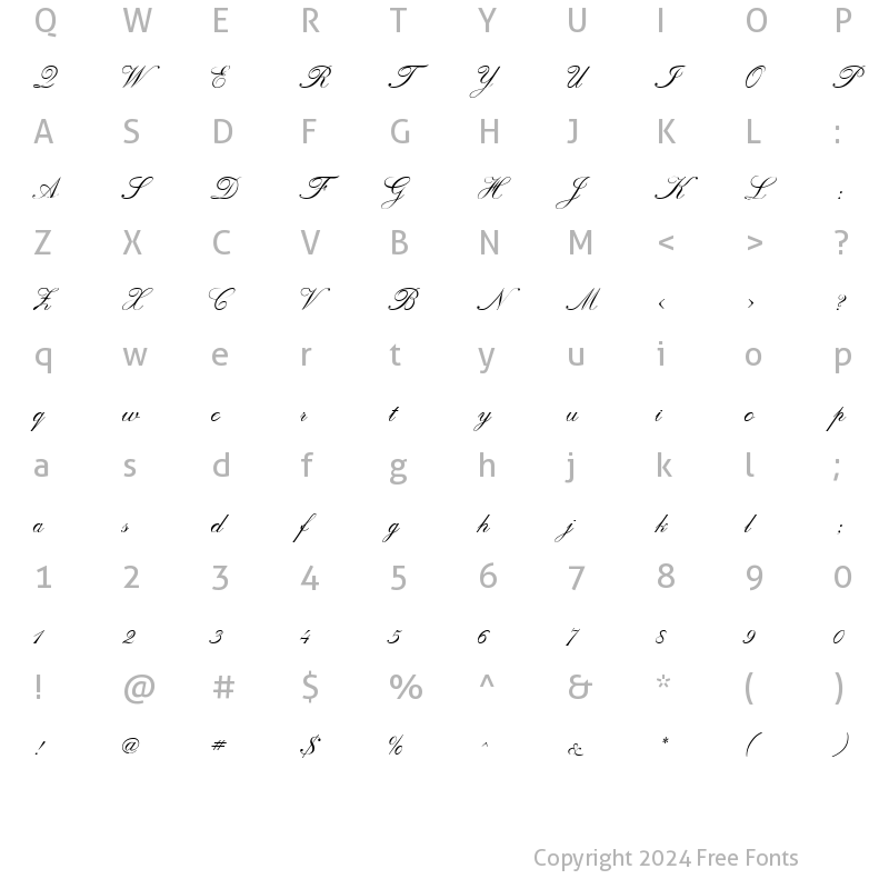 Character Map of Script Italic