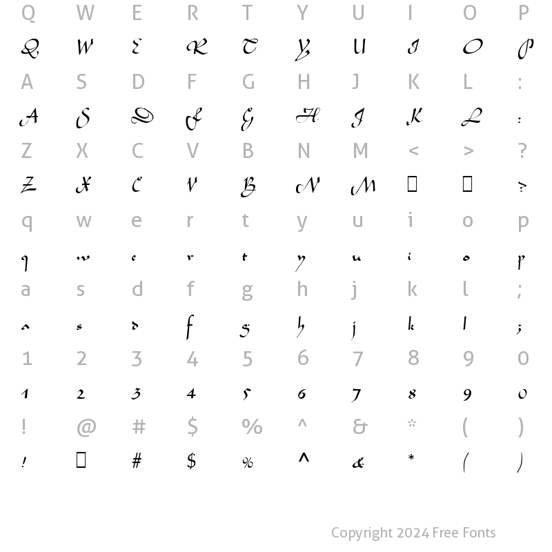 Character Map of Script-L690 Regular