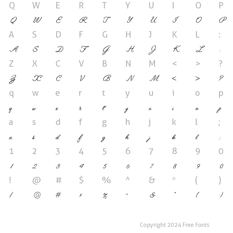 Character Map of Script-L691 Regular