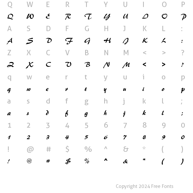 Character Map of Script-P650 Regular