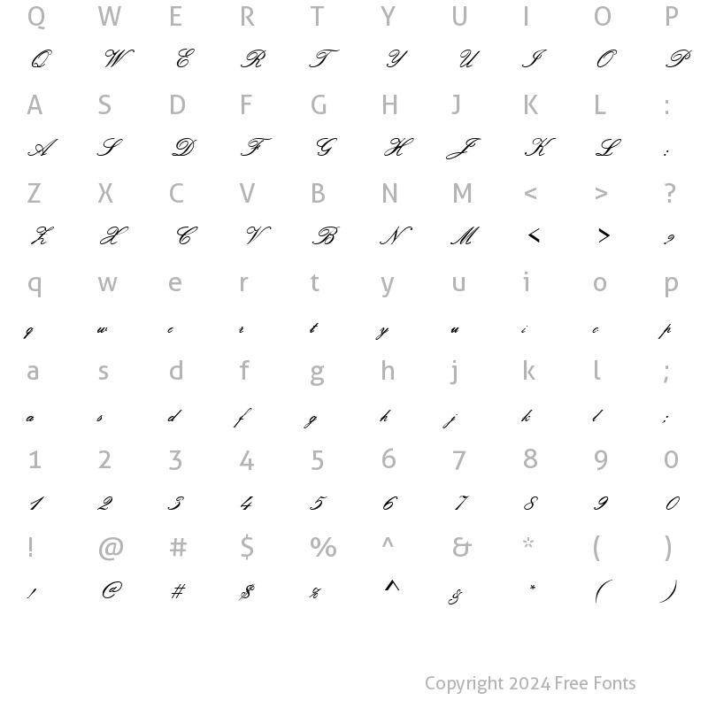 Character Map of Script-P652 Regular