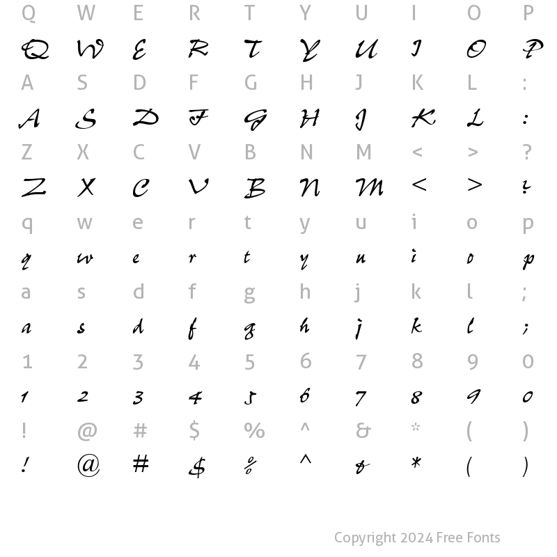 Character Map of Script-P700 Regular