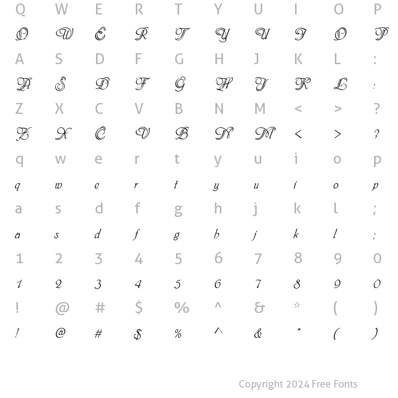 Character Map of Script-P720-Swashes Regular