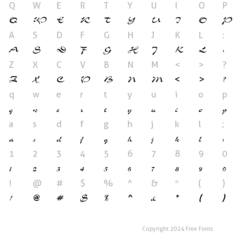 Character Map of Script-S760 Regular