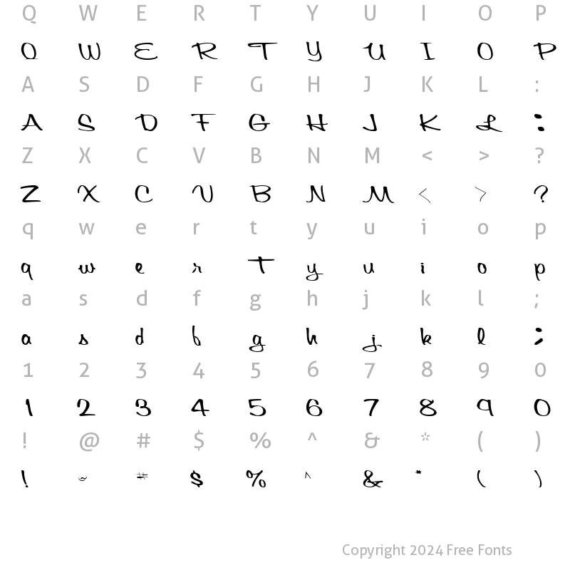 Character Map of Script ttnorm Regular