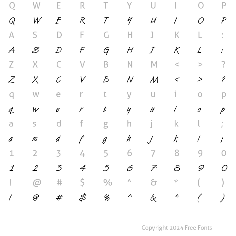 Character Map of Script-V650 Regular