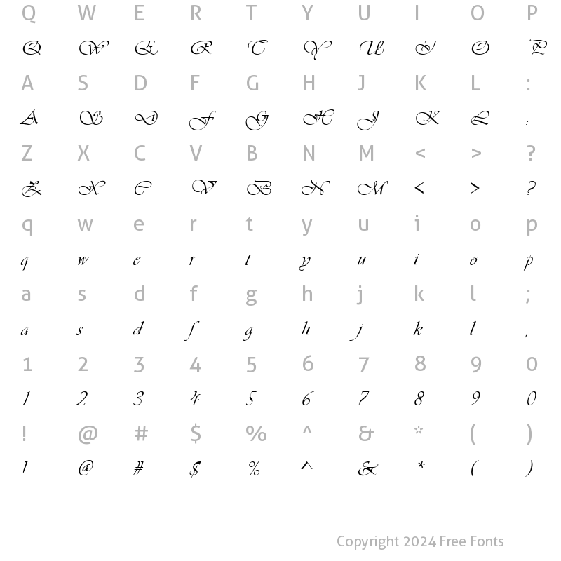 Character Map of Script-V730 Regular