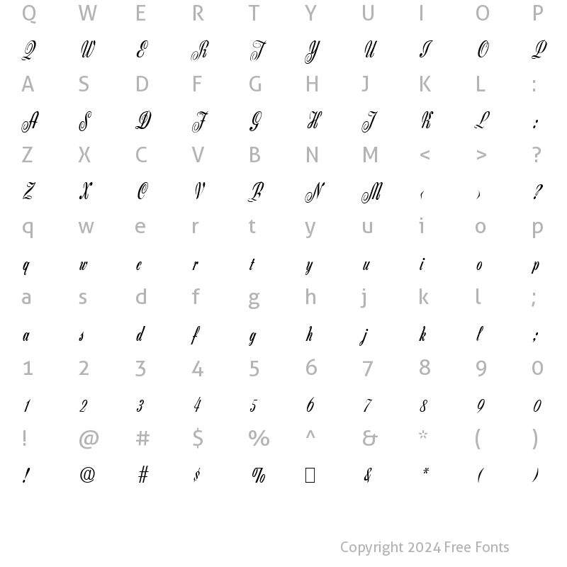 Character Map of Script-Z650 Regular