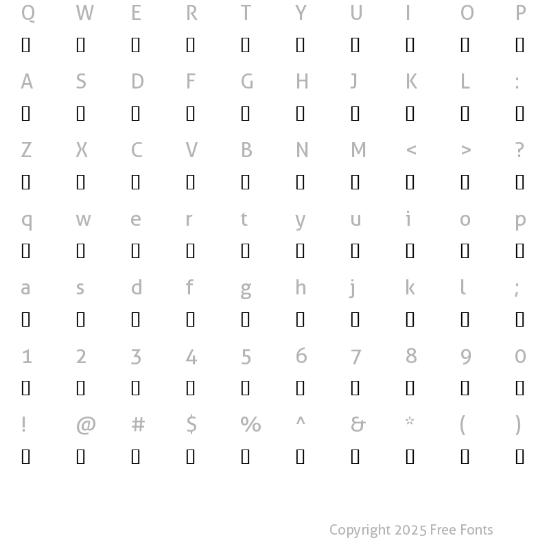 Character Map of Script1typeC Regular