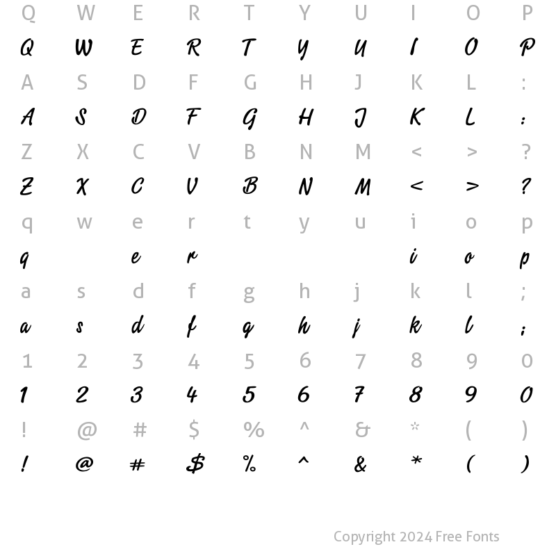 Character Map of Script2 Extended