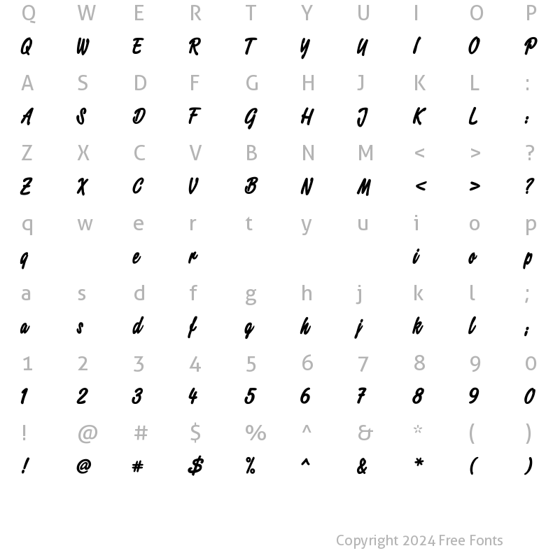 Character Map of Script2 ExtraBold